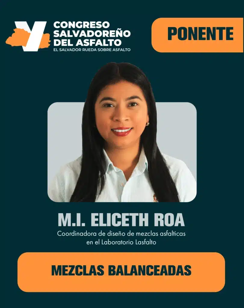 M.I. Eliceth Roa en el congreso, exponiendo sobre la Evaluación de Desempeño y Control de Calidad en Mezclas Asfálticas.